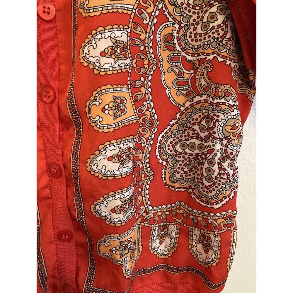 New York & Company Women’s Button Cardigan Red Floral Short Sleeve Size XS - Picture 2 of 12